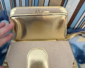 Vintage Warren Reed Denim and Gold Faux Leather Clutch Wallet