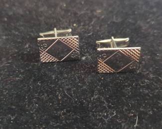 Vintage Mid-Century Swank Rectangular Cufflinks with Diamond Pattern