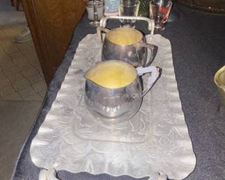 Vintage Silverplated Creamer, Sugar, and Tray Set