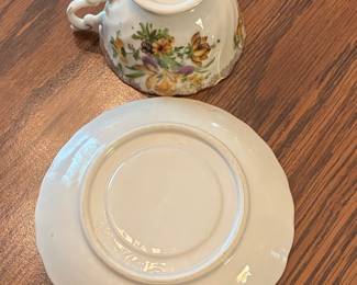 Vintage Floral Porcelain Teacup and Saucer