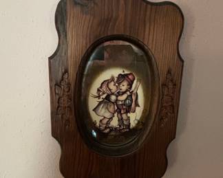 Vintage "The First Kiss" Hummel-Style Wooden Wall Plaque