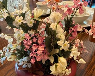 Artificial Floral Arrangement in Ceramic Bowl