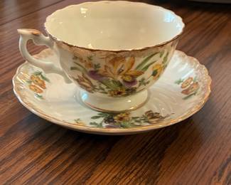 Vintage Floral Porcelain Teacup and Saucer