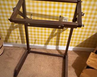 Vintage Adjustable Wooden Needlepoint Floor Stand