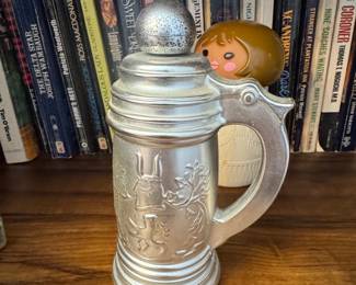 Vintage Avon Silver-Tone Metal Beer Stein Decanter