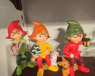 Vintage Homco 5215 Ceramic Christmas Elf Figurines Set