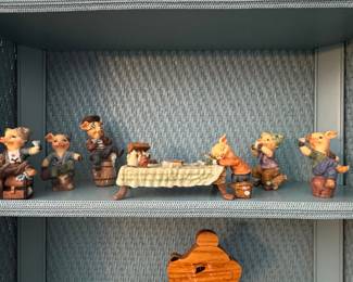 Vintage Anthropomorphic Pig Figurine Tea Party Set