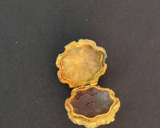 Vintage Gold-Tone Pumpkin Shaped Pill Box