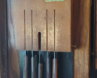 Vintage Washington Forge Town & Country Knife Set with Mushroom Decor and Fleetwood Handles