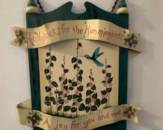 Kathy Hatch "Hollyhocks for the Hummingbirds" Wall Plaque