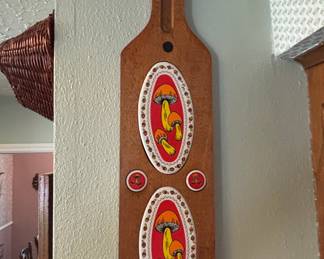 Vintage 1970s Mushroom Paddle Wall Decor