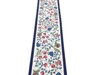 Hand Hooked Wool Queen Ann Sapphire Bouquet Runner