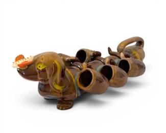Vintage Ceramic Dachshund Decanter Shot Glass Mug Set