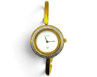 Gucci 11 12 Womens White Dial Watch Bangle w COA