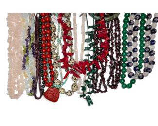 Malachite, Turquoise, Garnet, Coral, Dalmatian Jasper More Stone Beaded Necklaces