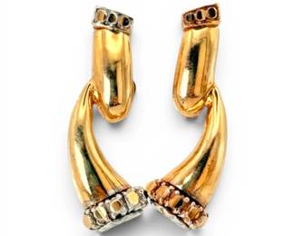 10k Gold Horn Shaped Earrings 3.72g