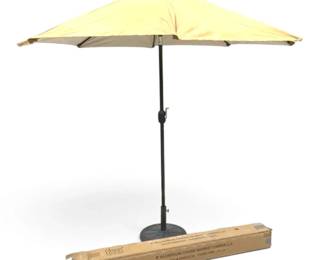 Tilting Gold Colored Patio Umbrella With Heavy Metal Base