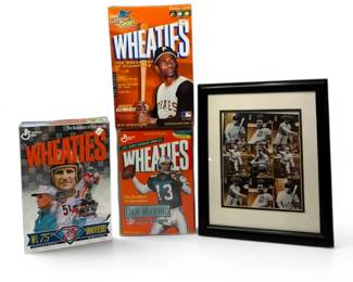 Retro Collectible Wheaties Boxes And Framed Baseball Cards