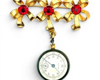 Sterling Silver Watch Pendant On Brooch 19g