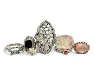 Sterling Silver Rings With Diamonds More Colorful Stones 51g Total