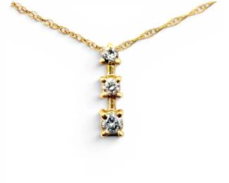 10k Gold Diamond Pendant Dainty Rope Chain 1.14g Total