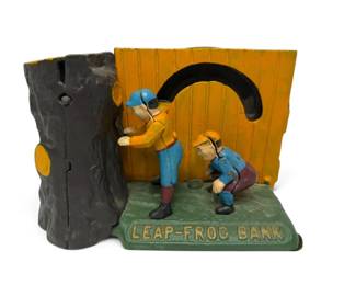 Cast Iron LeapFrog Mechanical Coin Bank