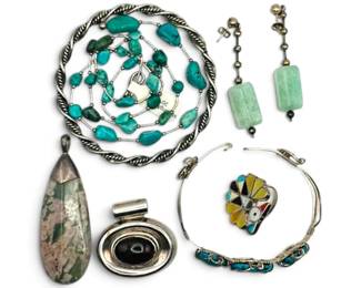 Sterling Silver Turquoise Stone Jewelry 109g