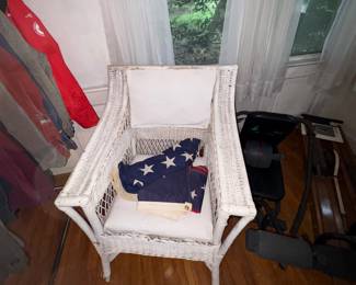 Wicker Chair & American Flags 