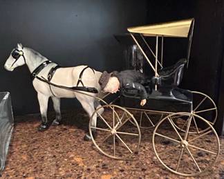 Vintage HorseDrawn Carriage Figurine with Driver