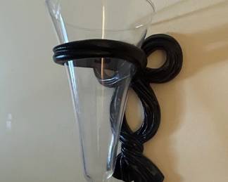 Black Metal RibbonStyle WallMounted Glass Vase