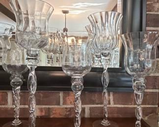 Clear Glass Hurricane Candle Holders with Twisted Stems