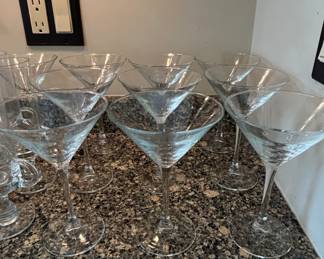 Ribbed Glass Martini Cocktail Glasses
