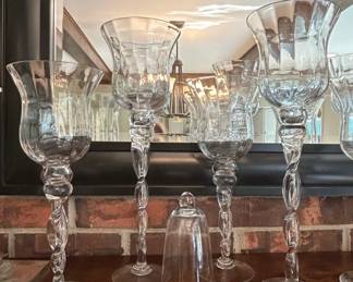 Vintage Clear Glass TwistedStem Hurricane Candle Holders