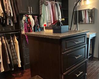 Custom Walkin Closet Island with Drawer Storage