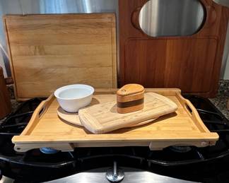 Bamboo Bed Tray with Folding Legs and Wooden Salt Cellar