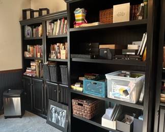 Modular Black Library Bookcase Wall Unit with Cabinet Storage