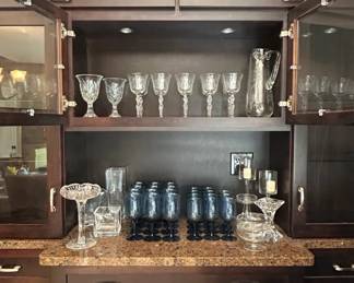 Godinger Dublin Crystal Water Goblets and Assorted Vintage Glassware