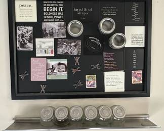 Magnetic WallMounted Message Center with Storage Jars
