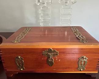 Vintage Cedar Cigar Box with Brass Hardware