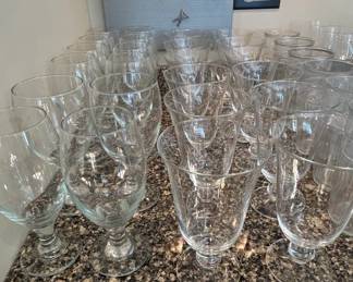 Clear Glass Stemmed Water Goblets Set of