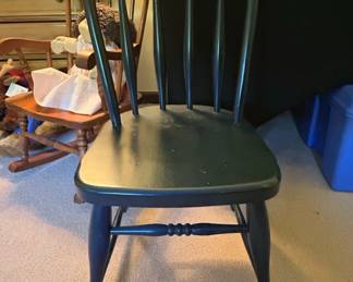 Antique Black Windsor Spindle Back Side Chair