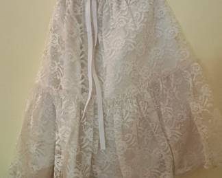 Vintage Lace Christening Gown with Rosette and Bonnet
