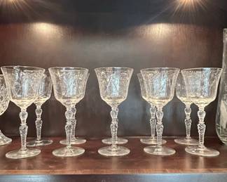 Rock Sharpe Mystic Pattern Etched Crystal Wine Goblets