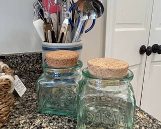 San Miguel Authentic Recycled Glass Storage Jars with Cork Lids