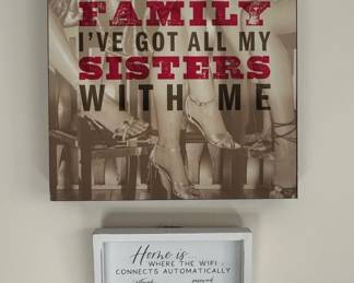 Mud Pie Home is where the WiFi connects automatically Sign and We Are Family Wall Art Plaque