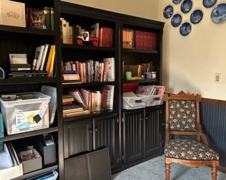 Black Tall Bookcase with Doors and Shelves