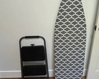 Cosco Step Folding Steel Stool and Seymour Home Products Gray Lattice Ironing Board