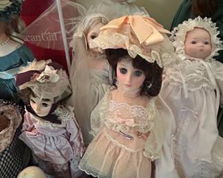 Collection of Porcelain Collector Dolls, including Effanbee and Franklin Heirloom