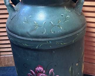 decorated milk canister