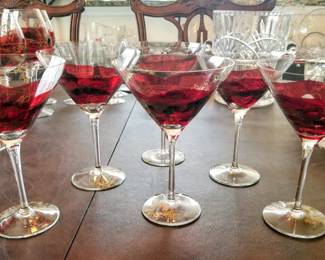 Art glass martini stems, set of 6